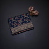 Banaras Navy Blue Floral Zari Worked Saree