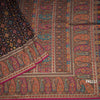 Raw Silk Black Floral Printed Saree With Paisley Border