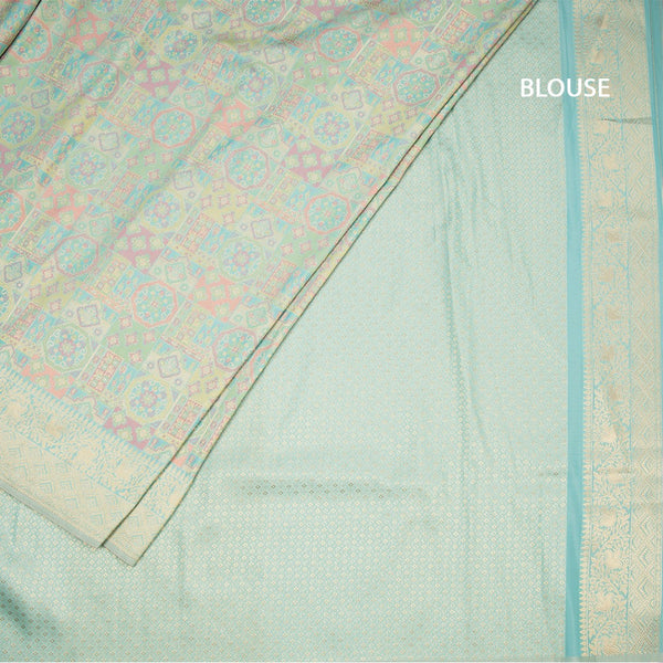 Banaras Sea Green Zari Worked Saree