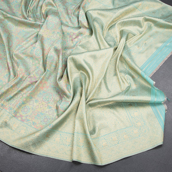 Banaras Sea Green Zari Worked Saree