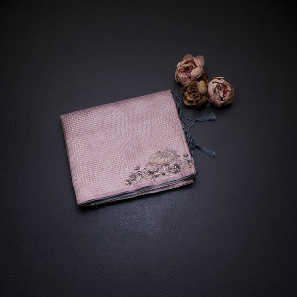 Organza Multi Colour Checked Saree With Zardosi Work