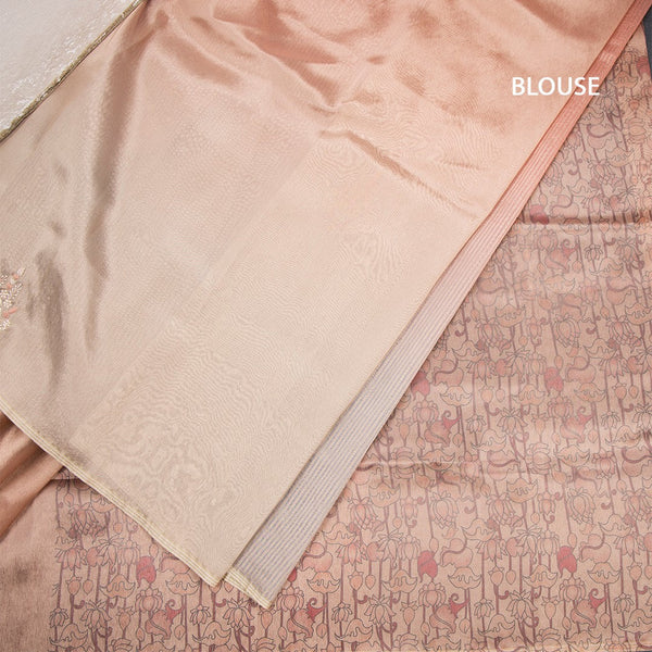 Organza Multi Colour Zari Stripes With Thread Work Saree 07