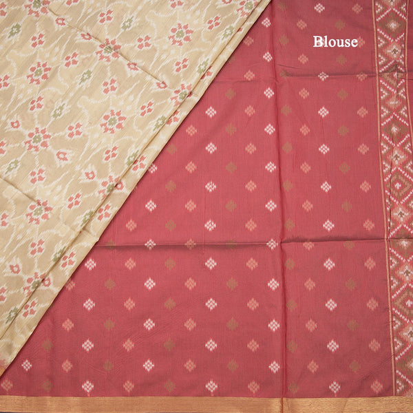 Raw Silk Cream Floral Printed Saree