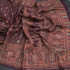 Raw Silk Dark Maroon Floral Printed Saree
