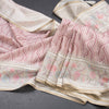 Raw Silk Onion Pink Printed Saree With Floral Border