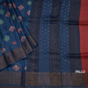 Pure Tussar Navy Blue Printed Saree