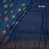 Pure Tussar Navy Blue Printed Saree