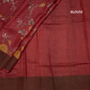 Pure Tussar Maroon Floral Printed Saree 03