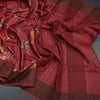 Pure Tussar Maroon Floral Printed Saree 03