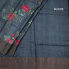Pure Tussar Dark Grey Floral Printed Saree