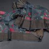 Pure Tussar Dark Grey Floral Printed Saree