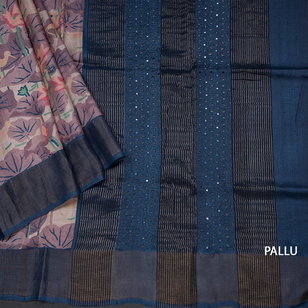 Pure Tussar Multi Colour Floral Printed Saree 02