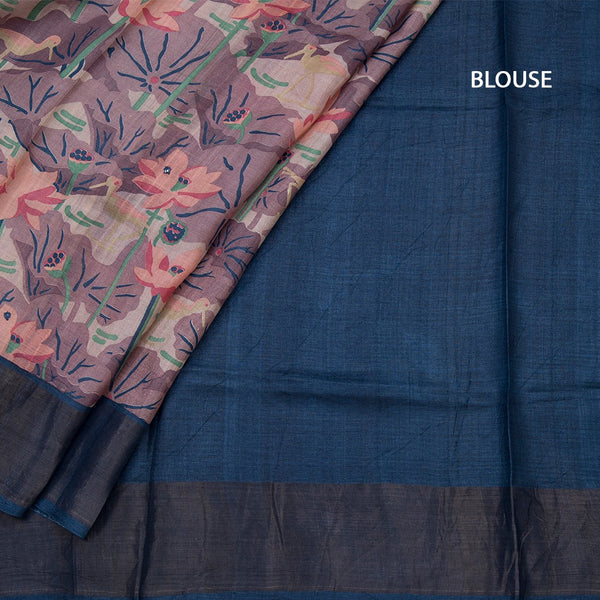 Pure Tussar Multi Colour Floral Printed Saree 02