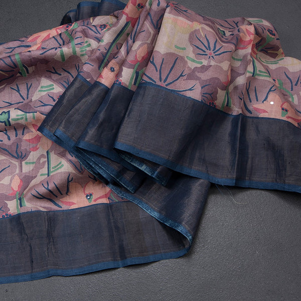 Pure Tussar Multi Colour Floral Printed Saree 02