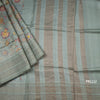 Pure Tussar Sage Green Floral Printed Saree With Zari Border