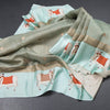 Pure Tussar Light Pista Green Saree With Zari Buttas And Printed Border