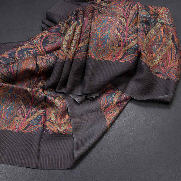 Pure Tussar Multi Colour Printed Saree With Zari Checks Border