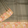 Pure Tussar Olive Green Saree With Zari Buttas And Printed Border