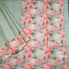 Pure Tussar Pista Green Floral Printed Saree