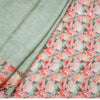 Pure Tussar Pista Green Floral Printed Saree