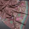 Pure Tussar Dark Brown Zari Worked Saree With Printed Border