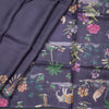 Pure Tussar Dark Purple Zari Worked Saree With Printed Border