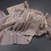 Pure Tussar Grey Floral Printed Saree With Zari Checks Border