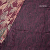 Raw Silk Wine Colour Floral Printed Saree And Zari With Chamki Border