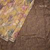 Raw Silk Mustard Yellow Floral Printed Saree And Zari With Chamki Border