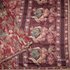 Raw Silk Maroon Floral Printed Saree And Zari With Chamki Border