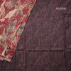 Raw Silk Maroon Floral Printed Saree And Zari With Chamki Border