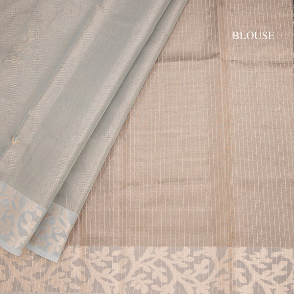 Tissue Kota Sky Blue Zari Worked Saree With Gota Work