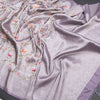 Banaras Lavender Zari With Floral Thread Work Saree