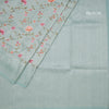 Banaras Sea Green Zari With Floral Thread Work Saree