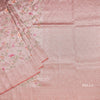 Banaras Peach Zari With Floral Thread Work Saree