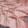 Banaras Peach Zari With Floral Thread Work Saree