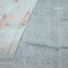 Linen Light Green Floral Printed Saree With Cut Work Border