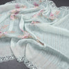 Linen Light Green Floral Printed Saree With Cut Work Border