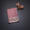 Raw Silk Rose Wood Pink Zari Stripes Saree With Printed Border