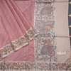 Raw Silk Rose Wood Pink Zari Stripes Saree With Printed Border