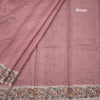 Raw Silk Rose Wood Pink Zari Stripes Saree With Printed Border