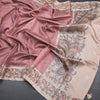 Raw Silk Rose Wood Pink Zari Stripes Saree With Printed Border