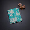 Pure Tussar Turquoise Blue Floral Printed Saree With Zari Border