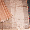 Tissue Banarasi Peach Zari Stripes Saree With Floral Thread Work Blouse