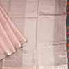 Tissue Banarasi Onion Pink Zari Stripes Saree With Floral Thread Work Blouse