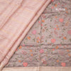 Tissue Banarasi Onion Pink Zari Stripes Saree With Floral Thread Work Blouse