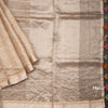 Tissue Banarasi Light Brown Zari Stripes Saree With Floral Thread Work Blouse