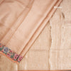 Banarasi Peach Zari Worked Saree With Floral Thread Work Border