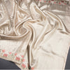 Banarasi Cream Zari Worked Saree With Thread Embroidered Border