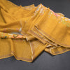 Linen Mango Yellow Floral Printed Saree With Ribbon Border